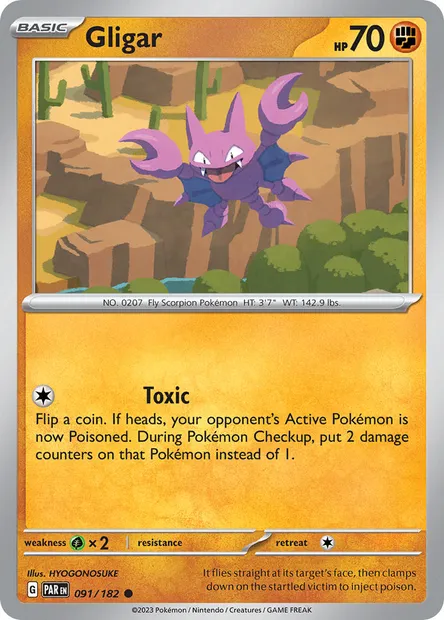 Gligar, Pokémon card PAR 091 — Paradox Rift set