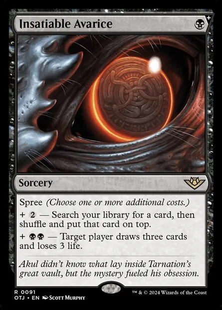 Insatiable Avarice, Magic card OTJ 91 — Outlaws of Thunder Junction set
