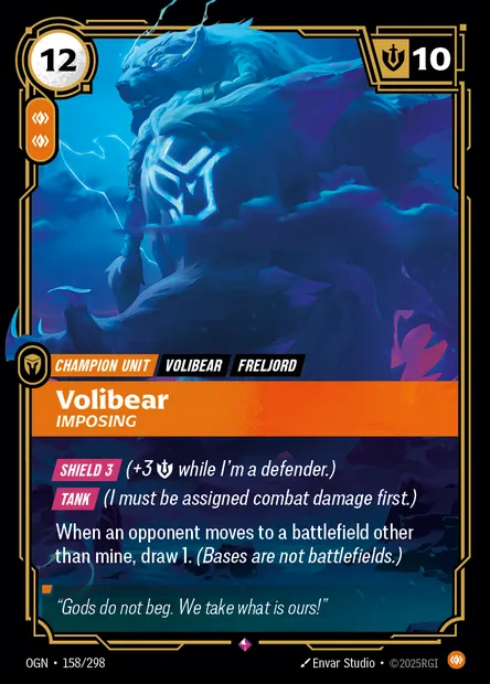 Volibear, Riftbound card OGN 158 — Origins set