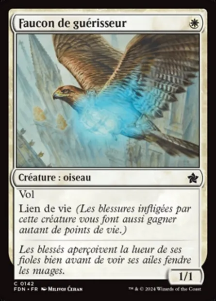 Faucon de guérisseur, carte Magic FDN 142 — extension Foundations