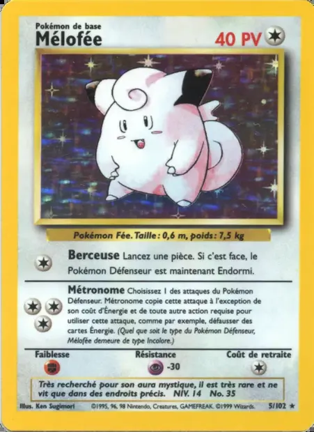 Mélofée, carte Pokémon BS 5 — extension Set de Base