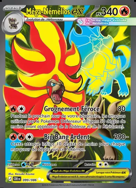 Méga-Némélios-ex, carte Pokémon CRI 099 — extension Chaos Ascendant