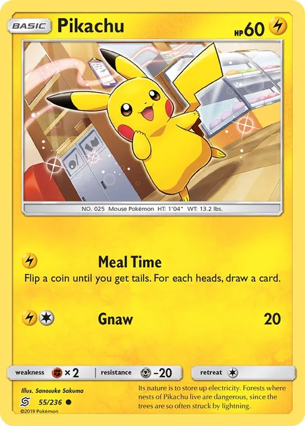 Pikachu, Pokémon card UNM 55 — Unified Minds set