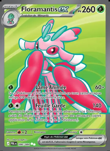 Floramantis-ex, carte Pokémon PBL 096 — extension Nuit Noire