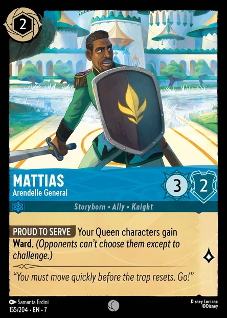 Mattias - Arendelle General, Disney Lorcana card CH7-155 — Archazia's Island set