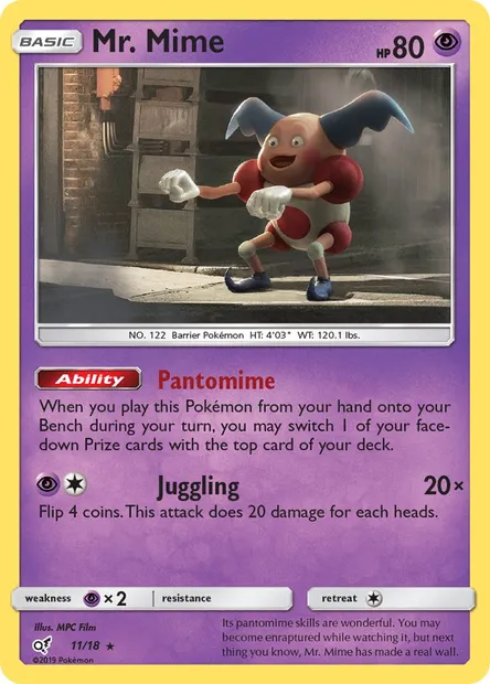 Mr. Mime, Pokémon card DET 11 — Detective Pikachu set