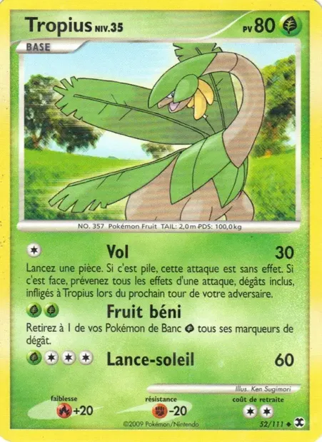 Tropius Niv. 35, carte Pokémon RR 52 — extension Rivaux Émergeants