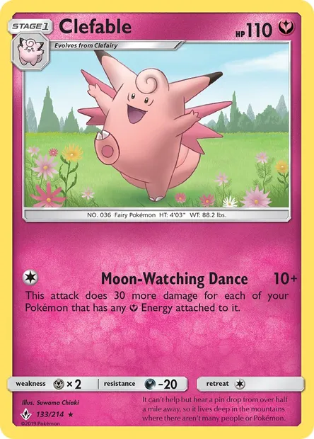 Clefable, Pokémon card UNB 133 — Unbroken Bonds set