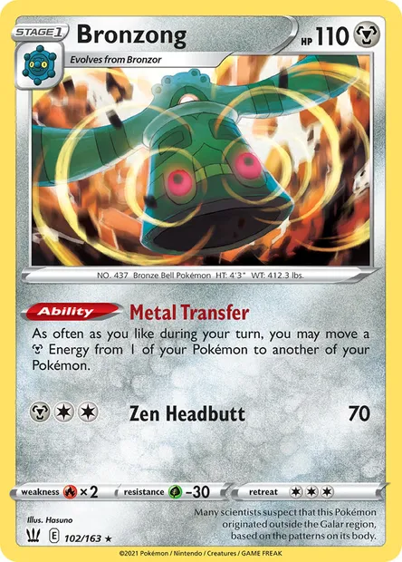 Bronzong, Pokémon card BST 102 — Battle Styles set