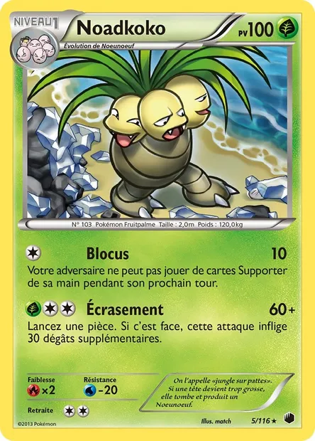 Noadkoko, carte Pokémon PLF 5 — extension Glaciation Plasma