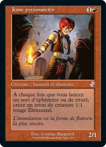 Jeune pyromancien, carte Magic TSR 353 — extension Spirale Temporelle Remastered