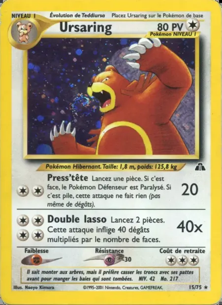 Ursaring, carte Pokémon ND 15 — extension Neo Discovery
