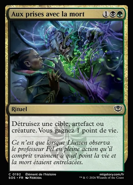 Aux prises avec la mort, carte Magic SOS 192 — extension Secrets of Strixhaven