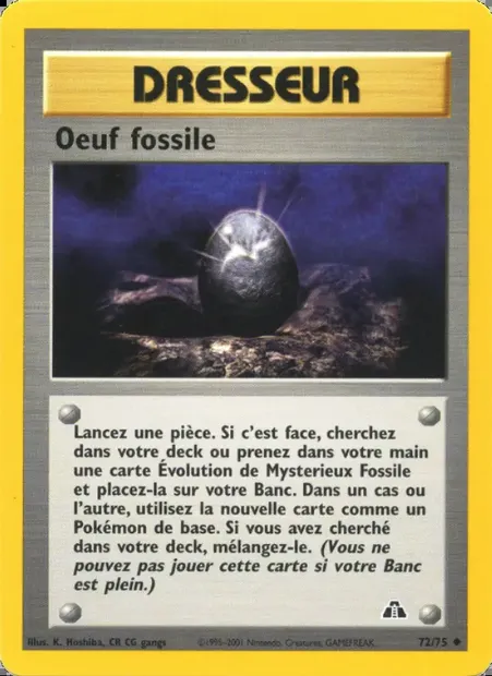 Oeuf fossile, carte Pokémon ND 72 — extension Neo Discovery