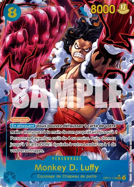 Monkey D. Luffy, carte One Piece OP11-118 — extension DES POINGS VIFS COMME L'ÉCLAIR