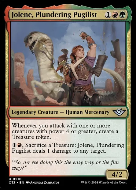 Jolene, Plundering Pugilist, Magic card OTJ 210 — Outlaws of Thunder Junction set