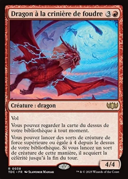 Dragon à la crinière de foudre, carte Magic TDC 38 — extension Tarkir: Dragonstorm Commander
