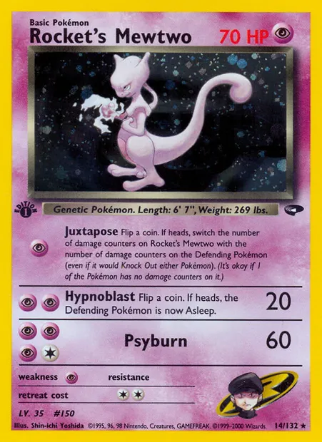 Rocket's Mewtwo, carte Pokémon GC 14 — extension Gym Challenge
