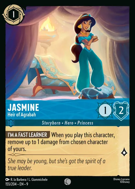 Jasmine - Heir of Agrabah, Disney Lorcana card CH9-155 — Fabled set