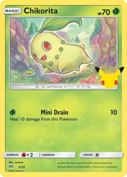 Chikorita, Pokémon card MCD21 2 — McDonald's Collection 2021 set