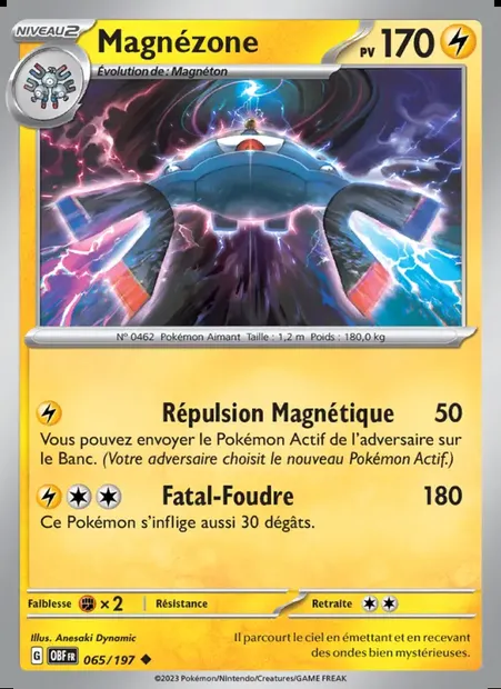 Magnézone, carte Pokémon OBF 065 — extension Flammes Obsidiennes