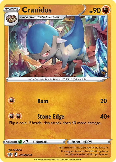 Cranidos, Pokémon card SWSH 274 — SWSH Black Star Promos set