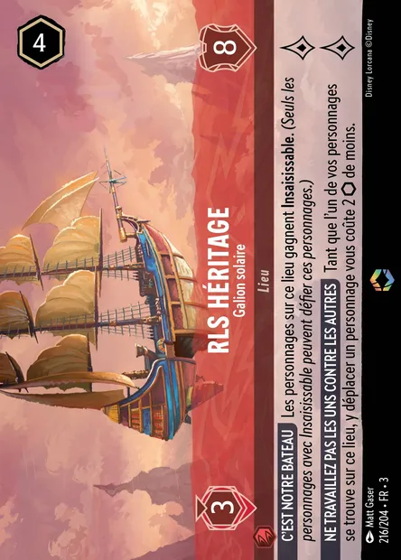 RLS Héritage - Galion solaire, carte Disney Lorcana CH3-216 — extension Les Terres d'Encres