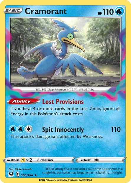 Cramorant, Pokémon card LOR 050 — Lost Origin set