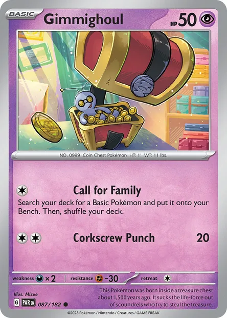 Gimmighoul, Pokémon card PAR 087 — Paradox Rift set