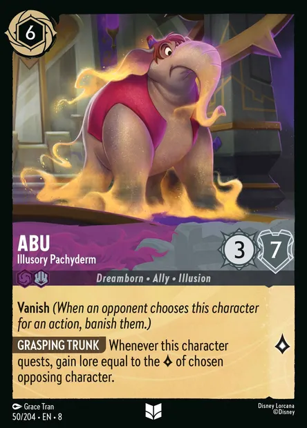Abu - Illusory Pachyderm, Disney Lorcana card CH8-050 — The Reign of Jafar set