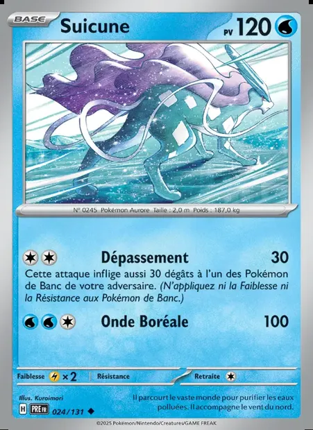Suicune, carte Pokémon PRE 024 — extension Évolutions Prismatiques