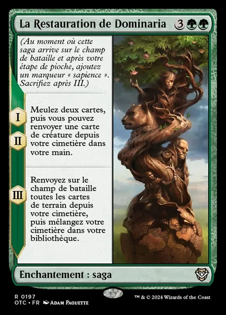 La Restauration de Dominaria, carte Magic OTC 197 — extension Outlaws of Thunder Junction Commander