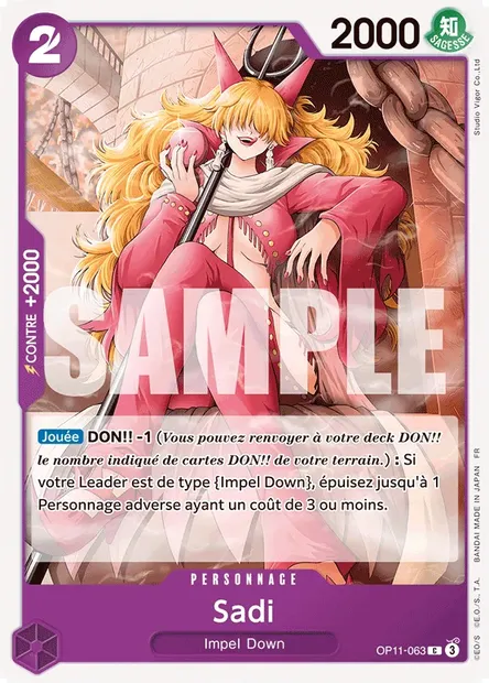 Sadi, carte One Piece OP11-063 — extension DES POINGS VIFS COMME L'ÉCLAIR