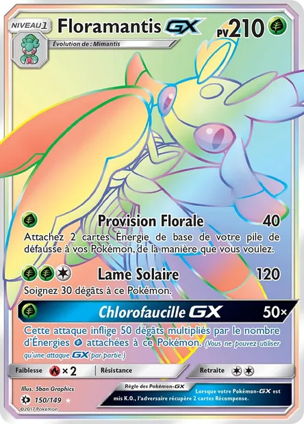 Floramantis GX, carte Pokémon SUM 150 — extension Soleil et Lune
