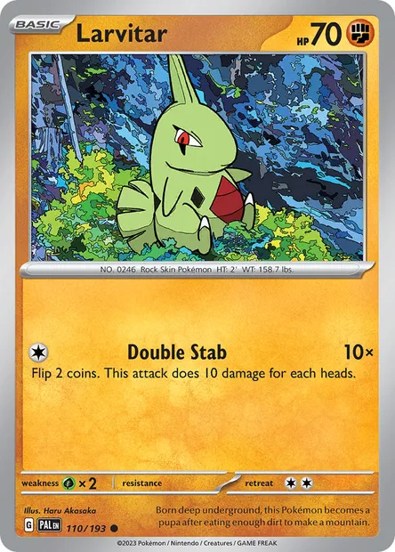 Larvitar, Pokémon card PAL 110 — Paldea Evolved set