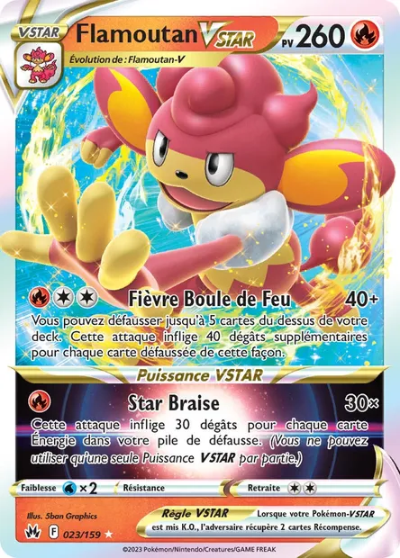 Flamoutan VSTAR, carte Pokémon CRZ 023 — extension Zénith Suprême