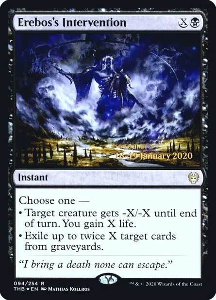 Intervention d'Érébos, carte Magic PTHB 94s — extension Theros Beyond Death Promos