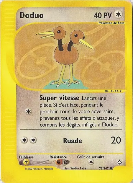 Doduo, carte Pokémon AQ 73 — extension Aquapolis