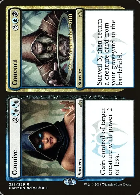 Connive // Concoct, Magic card PGRN 222s — Guilds of Ravnica Promos set