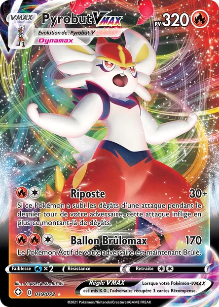 Pyrobut VMAX, carte Pokémon SHF 19 — extension Destinées Radieuses