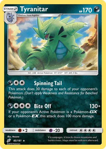 Tyranitar, Pokémon card TEU 85 — Team Up set