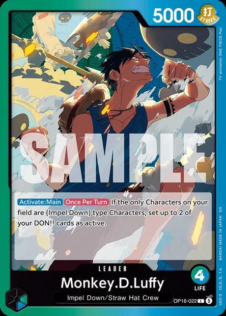 Monkey.D.Luffy, One Piece card OP16-022 — THE TIME OF BATTLE set