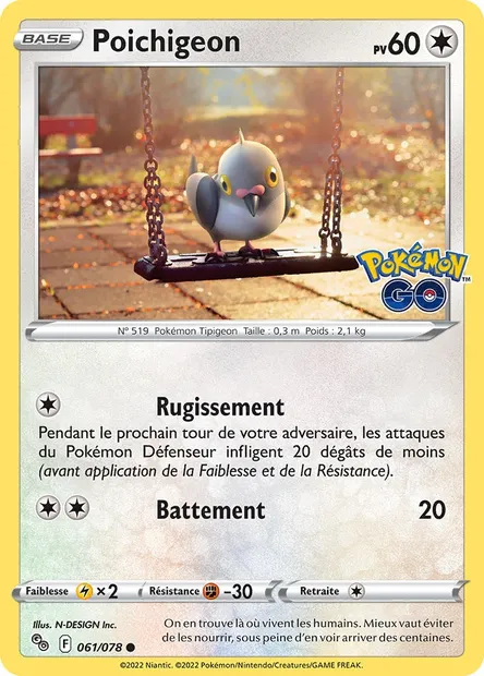 Poichigeon, carte Pokémon PGO 061 — extension Pokémon GO