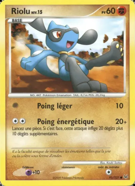 Riolu, carte Pokémon PL 91 — extension Platine