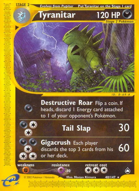 Tyranitar, Pokémon card AQ 40 — Aquapolis set
