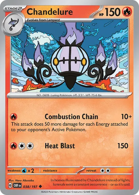Chandelure, Pokémon card OBF 038 — Obsidian Flames set