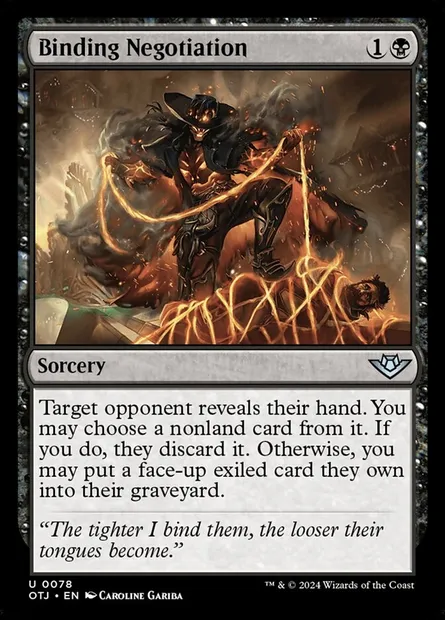Binding Negotiation, Magic card OTJ 78 — Outlaws of Thunder Junction set