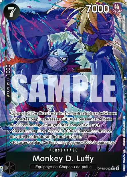 Monkey D. Luffy, carte One Piece OP15-092 — extension AVENTURE SUR L'ÎLE DE DIEU