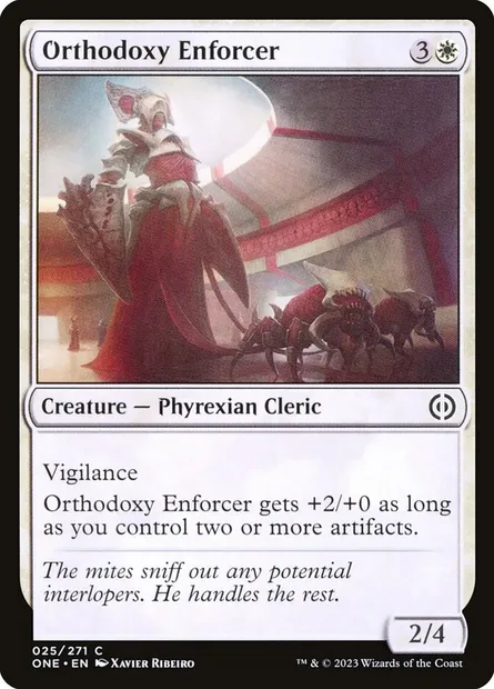 Orthodoxy Enforcer, Magic card ONE 25 — Phyrexia: All Will Be One set