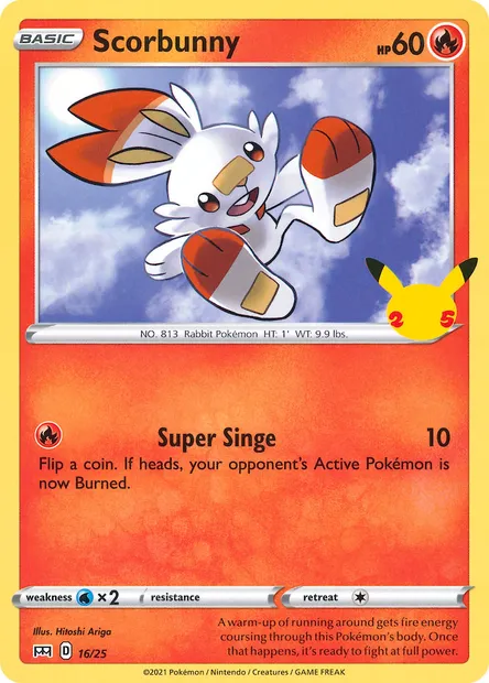 Scorbunny, Pokémon card MCD21 16 — McDonald's Collection 2021 set